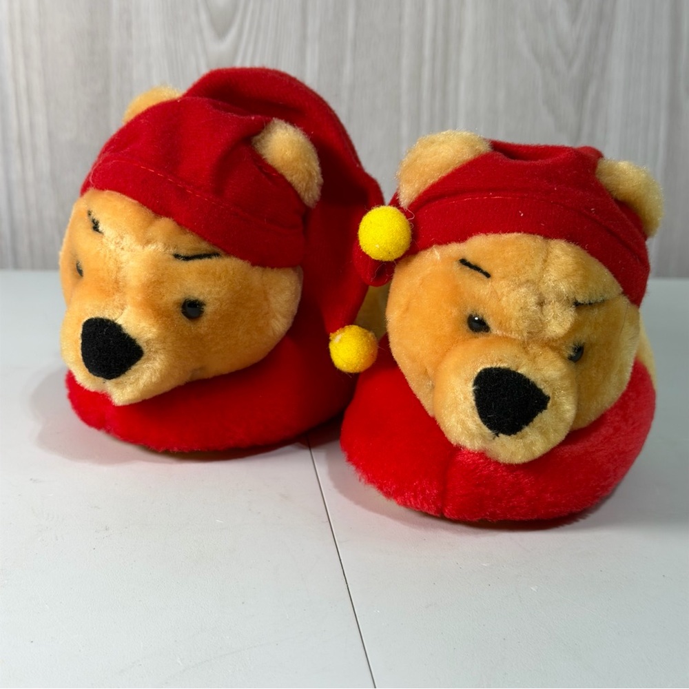 Vintage Winnie The Pooh Bear Sleepy Time Bedtime Plush Slippers‎ Baby Size 1/2